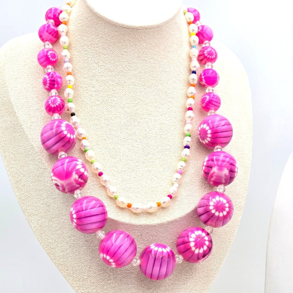 Bubblegum Dreams Jewelry Mixed Lot 12pc Pink Necklaces Bracelets Earrings Set‎ - Picture 3 of 9